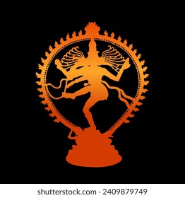 Shiva Nataraj vector icon with worm color on black background.