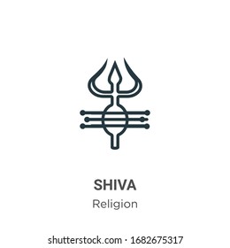 Icono vectorial de contorno Shiva. Icono de shiva negro de línea delgada, ilustración de elemento simple vector plano del concepto de religión editable trazo aislado en fondo blanco