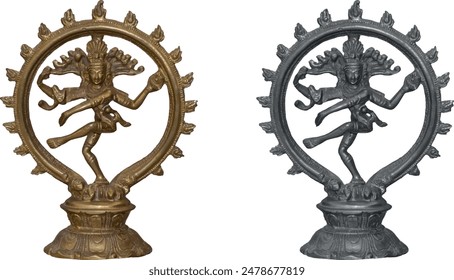 shiva statue set. vector file. isolated. transparent
