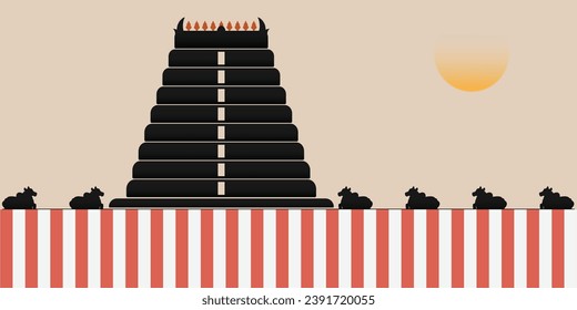 shiva temple gopuram concept vector background.