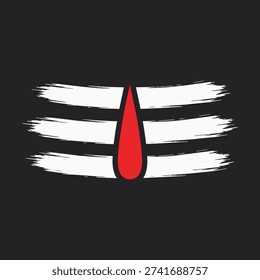 Shiva Tripundra Tilak with Red Vertical Mark on Dark Background Hindu Sacred Symbol