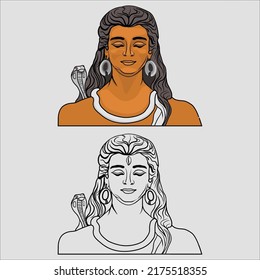 Shiva Vector Art, Outline Art, Logo And Icon Illustration, Image