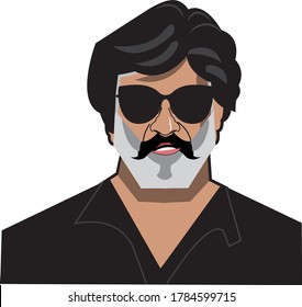 Shivaji Rao Gaekwad, Known Professionally As Rajinikanth, Is An Indian Actor Who Works Primarily In Tamil Cinema.Caricature Vector Design On White Background.July,2020
