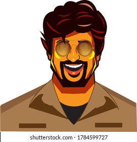 Shivaji Rao Gaekwad, Known Professionally As Rajinikanth, Is An Indian Actor Who Works Primarily In Tamil Cinema.Caricature Vector Design On White Background.July,2020
