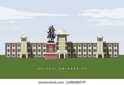 Shivaji University Building, Kolhapur - Maharashtra - Stock Illustration as EPS 10 File