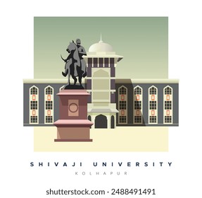 Shivaji University Building, Kolhapur - Maharashtra - Stock Illustration as EPS 10 File