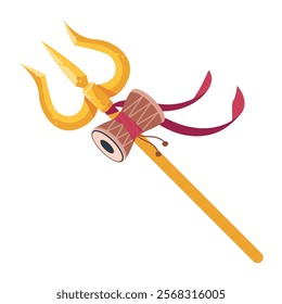 shivaratri golden trishul isolated vector