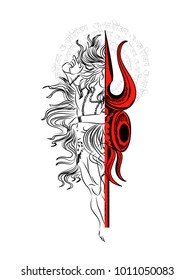 Shivaratri Hand Drawn Sketch with Beautiful  Background