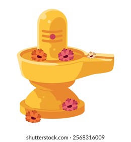 shivaratri lingam with flowers isolated vector