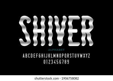 Shiver style font design, alphabet letters and numbers vector illustration