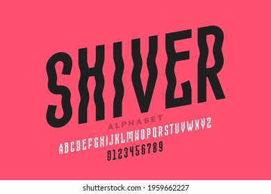 Shiver style font design, alphabet letters and numbers vector illustration