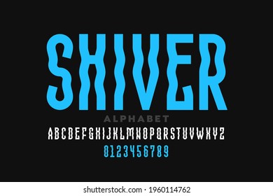 Shiver style font design, alphabet letters and numbers vector illustration