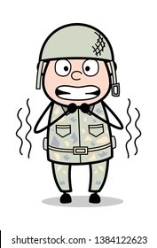 Shivering - Cute Army Man Cartoon Soldier Vector Illustration