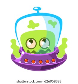 Shivering green alien, cute cartoon monster. Colorful vector character