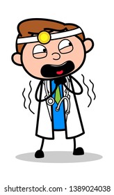 Shivering - Professional Cartoon Doctor Vector Illustration