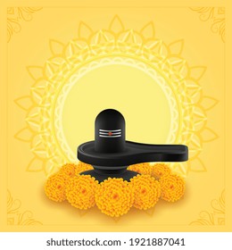 shivling idol with marigold flower for maha shivratri festival