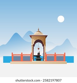 Shivling at Shree Maa Naina Devi Temple - Nainital - Stock Illustration as EPS 10File