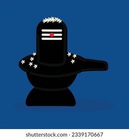 Shivling with White Flowers Illustration