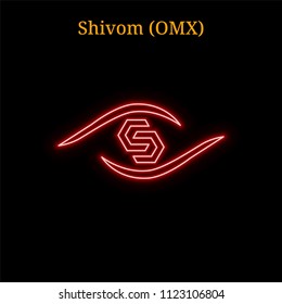 Shivom (OMX) cryptocurrency symbol. Vector illustration eps10 isolated on black background