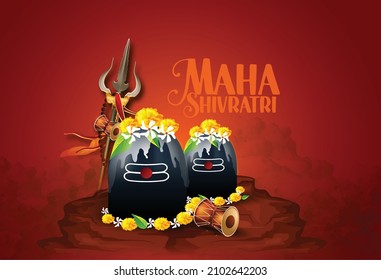 Shivratri Con Lingam Y Decoración Floral, Om Namah Shivaya, Texto Elegante En Hindi Shivratri Y Har Har Mahadev 