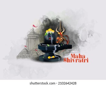 Shivratri With Lingam And Floral Decoration, Om Namah Shivaya, Stylish Text In Hindi Shivratri And Har Har Mahadev 