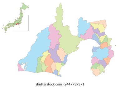 Shizuoka Japan Map Colorful Icons