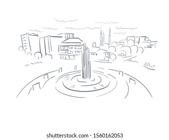 Shkoder Albania Europe vector sketch city illustration line art