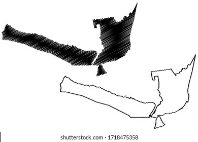 Mapa de la ciudad de Shkoder (República de Albania), ilustración vectorial, dibujo de la ciudad de Shkodra (Scutari o Scodra) mapa