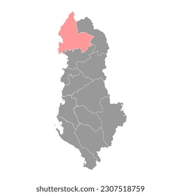 Shkoder county map, administrative subdivisions of Albania. Vector illustration.