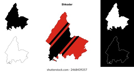 Shkoder county outline map set
