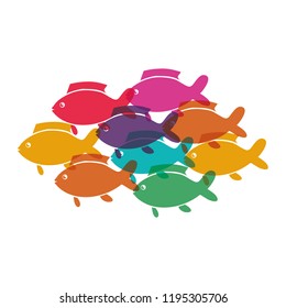 shoal fish animals isolated icon