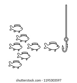 shoal fish with hook