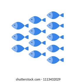 Shoal, group of fish icon, set of ocean life icon, flat design vector