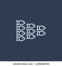 Shoal icon. Trendy flat vector line Shoal icon on dark blue background from animals  collection. 