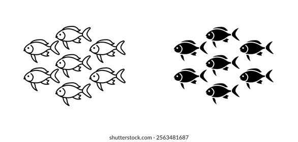 Shoal icons in outline and fill. vector illustration for ui.