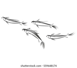 Shoal Of Small Fish. Vector Art