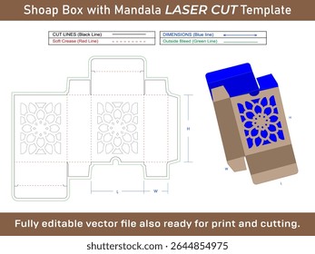 Shoap Box Packaging Design Template with Mandala Laser cut