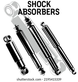 shock absorber engraving, black and white illustration