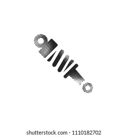 Shock absorber icon in halftone style. Black and white monochrome vector illustration.