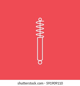 Shock Absorber Line Icon On Red Background