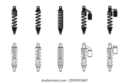 shock absorber set vector illustration isolated on white background.