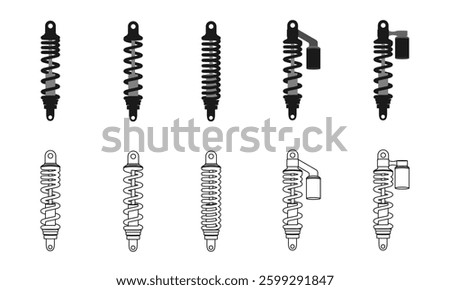 shock absorber set vector illustration isolated on white background.