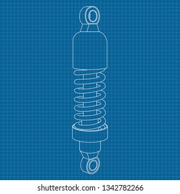 Shock absorber. Spare part for vehicles. Blueprint outline. Vector illustration