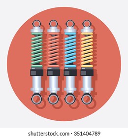 shock absorbers circle icon with shadow