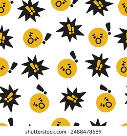 Shock Awe Expressive Outbursts Comical Pattern. This seamless design is ideal for use in digital and print media, including textiles, wallpapers, and stationery