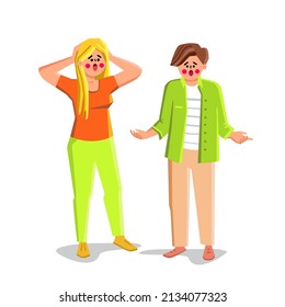 Shock Boy And Girl From Situation Or News Vector. Young Man And Woman With Shock And Surprise Face Standing Together. Shocked And Frustrated Characters Guy And Lady Flat Cartoon Illustration