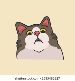 Ilustración linda del Vector de la etiqueta engomada del meme del gato del choque