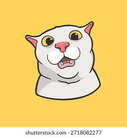 Shock Cat Meme Aufkleber Vektor Niedliche Illustration