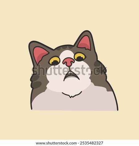 Shock Cat Meme Sticker Vector Cute Illustration