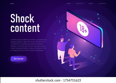 shock content illustrtaion concept, two men shocking by age rated contect. do not show it for kids. svg